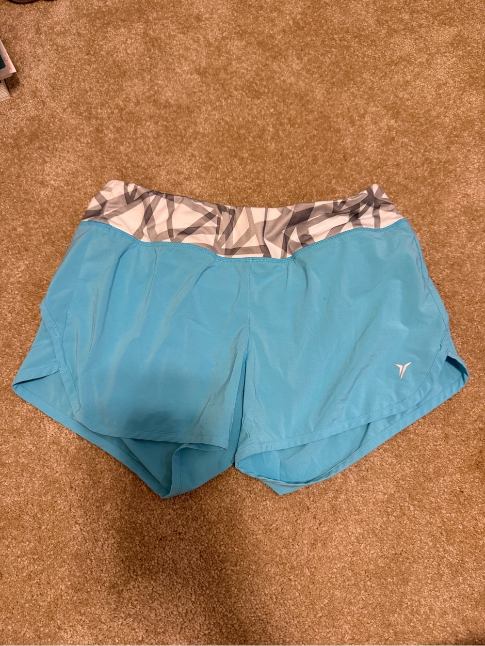 Old Navy Aqua Athletic Shorts with Patterned Waistband